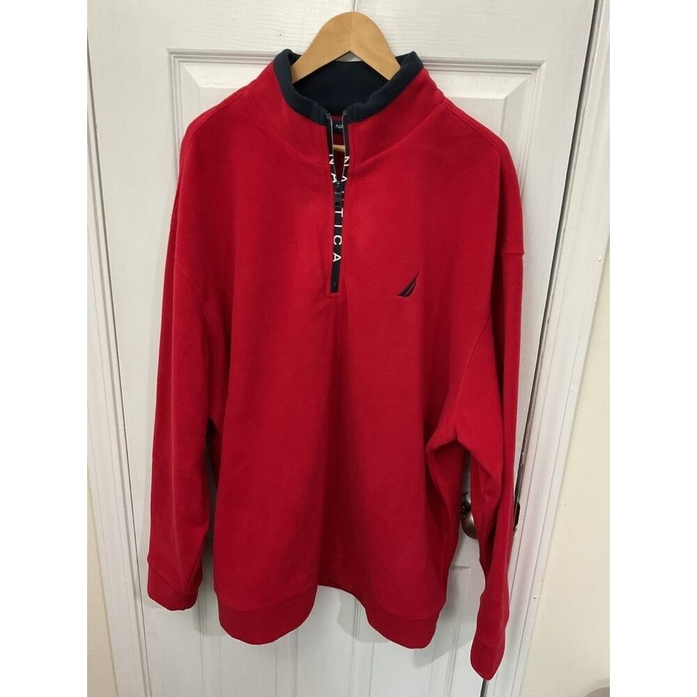 Nautica Red Fleece Quarter-Zip Pullover